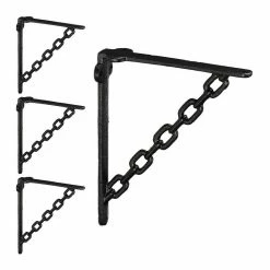 relaxdays Wandregalhalter »4 x Regalwinkel Gusseisen Kette schwarz«