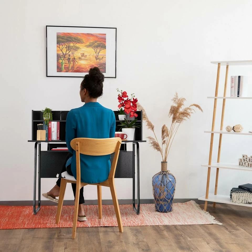 relaxdays Schreibtisch »Schreibtisch mit Ablagefächern«, Holz / Schwarz Weiß, Braun Schwarz 3 relaxdays Schreibtisch »Schreibtisch mit Ablagefächern«, Holz / Schwarz Weiß, Braun Schwarz – Bild 3