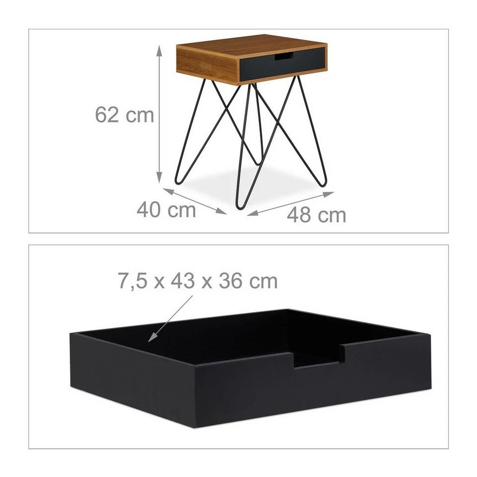 relaxdays Beistelltisch »Beistelltisch mit Schublade« 4 relaxdays Beistelltisch »Beistelltisch mit Schublade« – Bild 4