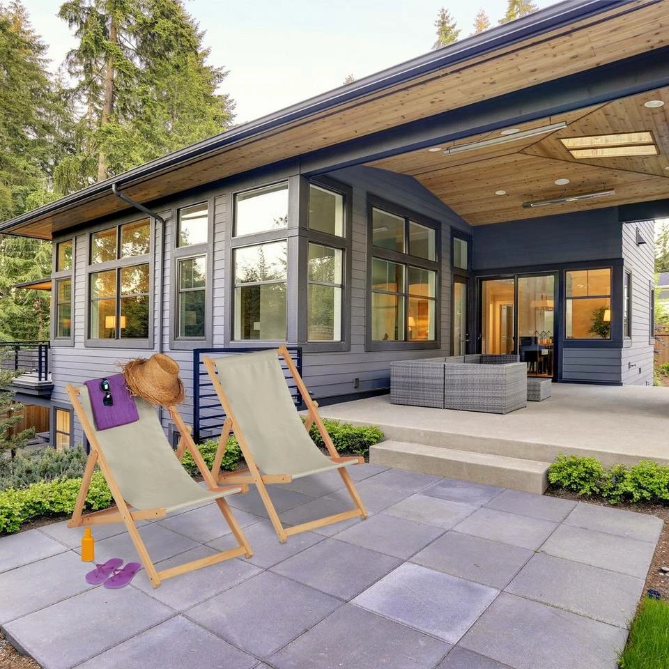 relaxdays Gartenliege »Beiger Liegestuhl aus Holz im 2er Set« 5 relaxdays Gartenliege »Beiger Liegestuhl aus Holz im 2er Set« – Bild 5