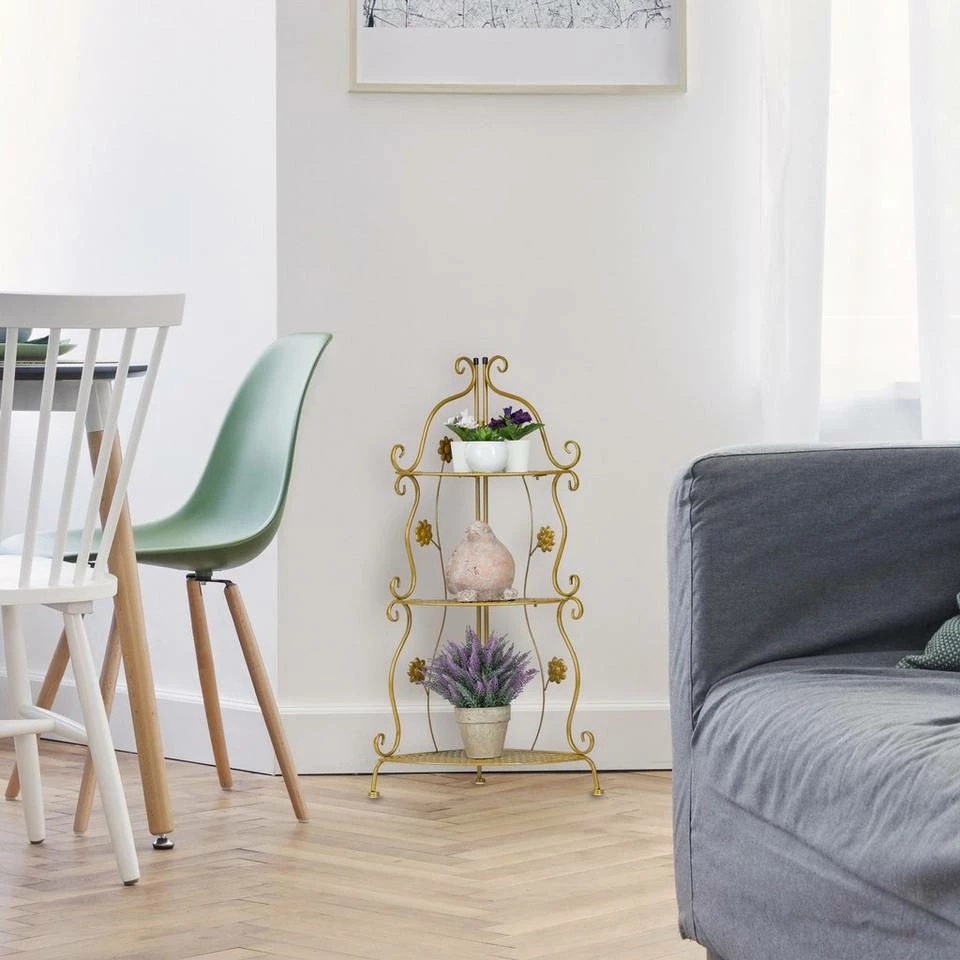 relaxdays Eckregal »Eckregal Metall«, Gold Silber 2 relaxdays Eckregal »Eckregal Metall«, Gold Silber – Bild 2