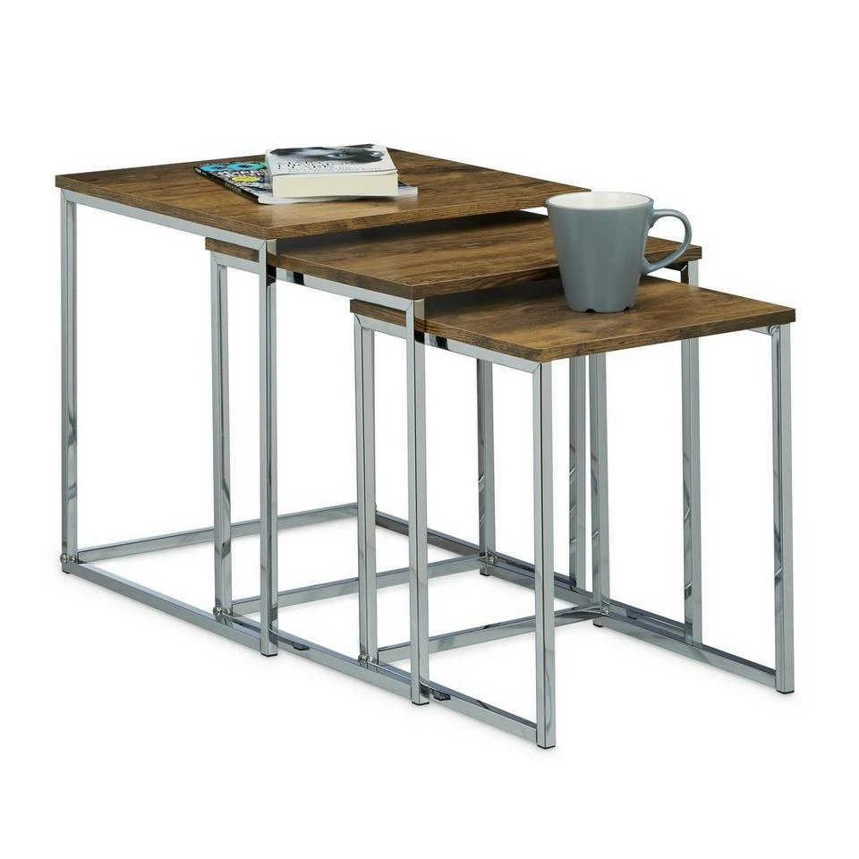 relaxdays Beistelltisch »Beistelltische 3er Set Metallbeine«, Weiß Braun Silber, Weiß 6 relaxdays Beistelltisch »Beistelltische 3er Set Metallbeine«, Weiß Braun Silber, Weiß – Bild 6