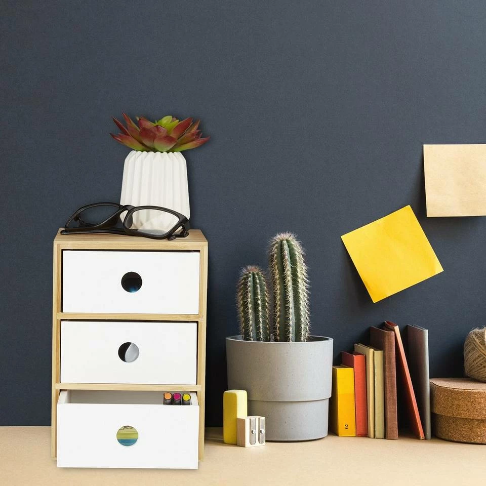 relaxdays Schreibtischaufsatz »Schreibtisch Organizer 3 Schubladen«, Weiß 2 relaxdays Schreibtischaufsatz »Schreibtisch Organizer 3 Schubladen«, Weiß – Bild 2