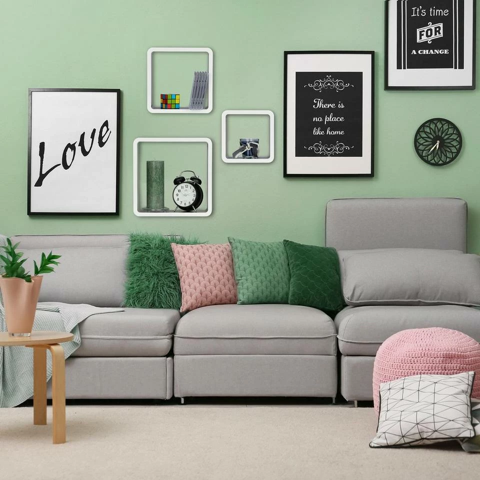 relaxdays Wandregal »Hängeregal Cube 3er Set«, Weiß-Violett Braun, Weiß Schwarz, Weiß Grün, Weiß 2 relaxdays Wandregal »Hängeregal Cube 3er Set«, Weiß-Violett Braun, Weiß Schwarz, Weiß Grün, Weiß – Bild 2