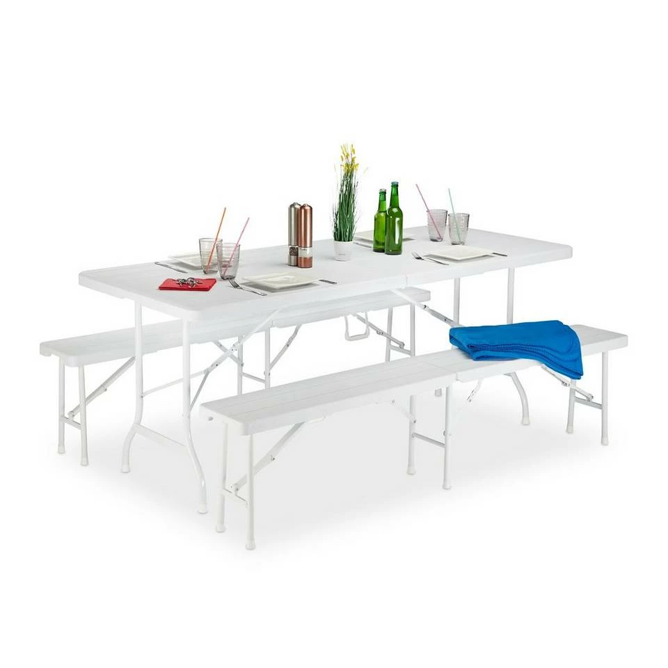 relaxdays Bierzeltgarnitur »Bierzeltgarnitur klappbar Holzoptik«, Schwarz Braun, Weiß 10 relaxdays Bierzeltgarnitur »Bierzeltgarnitur klappbar Holzoptik«, Schwarz Braun, Weiß – Bild 10