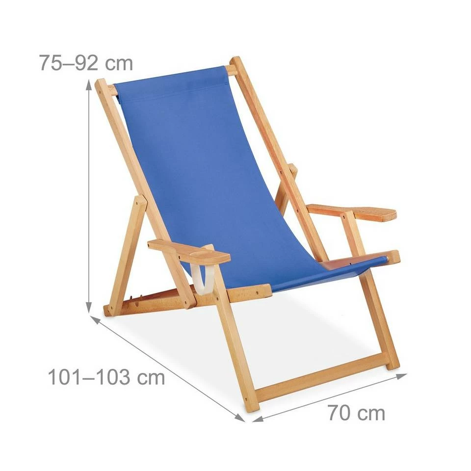 relaxdays Gartenliege »Blauer Liegestuhl mit Armlehnen« 4 relaxdays Gartenliege »Blauer Liegestuhl mit Armlehnen« – Bild 4