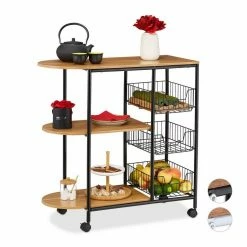 relaxdays Servierwagen »Servierwagen Industrial«, C Schwarz Braun, Schwarz Hellbraun, Weiß Braun