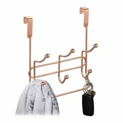 Türgarderobe »Türgarderobe mit 3 Doppelhaken«, relaxdays, Gold Kupfer