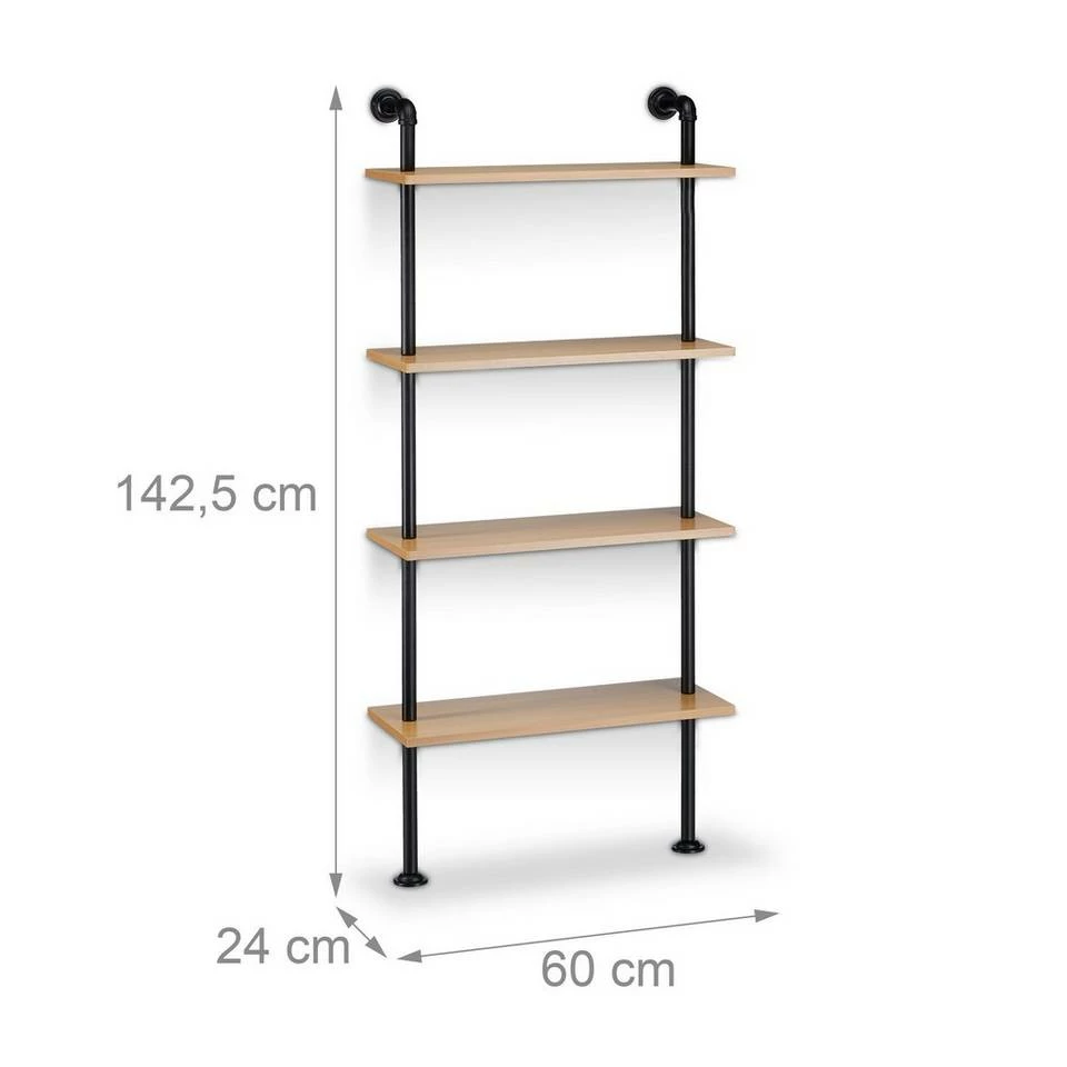 relaxdays Wandregal »2 x Wandregal Industrie Look 4 Ablagen« 2 relaxdays Wandregal »2 x Wandregal Industrie Look 4 Ablagen« – Bild 2