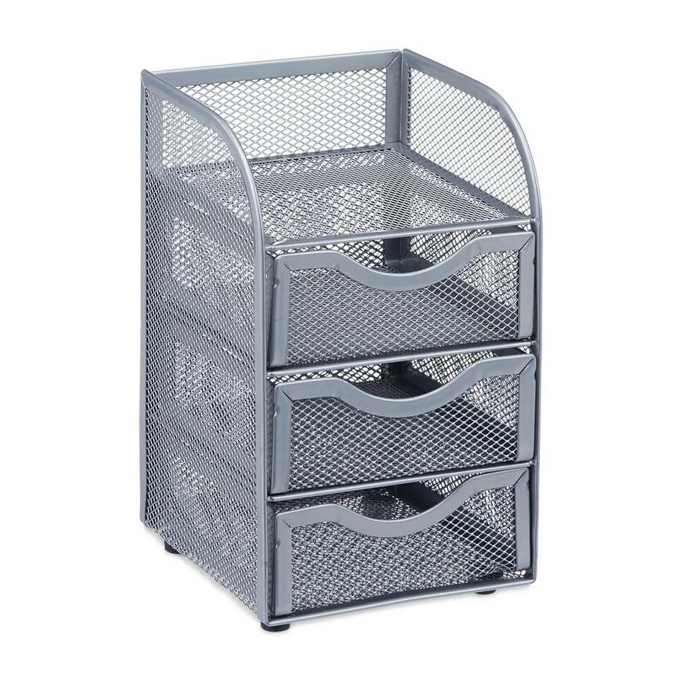 relaxdays Schreibtischaufsatz »Schreibtischorganizer Mesh 3 Schubladen«, Silber Schwarz 6 relaxdays Schreibtischaufsatz »Schreibtischorganizer Mesh 3 Schubladen«, Silber Schwarz – Bild 6