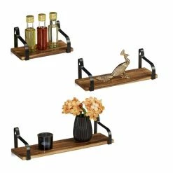 relaxdays Wandregal »3er Wandregal Holz«