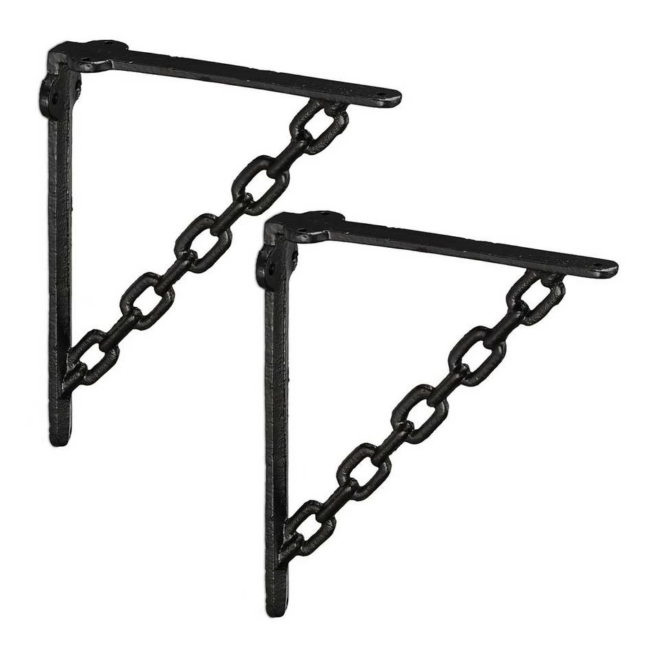 relaxdays Wandregalhalter »2er Set Regalwinkel Gusseisen Kette«, Bronze Braun Gold, Weiß, Schwarz 10 relaxdays Wandregalhalter »2er Set Regalwinkel Gusseisen Kette«, Bronze Braun Gold, Weiß, Schwarz – Bild 10