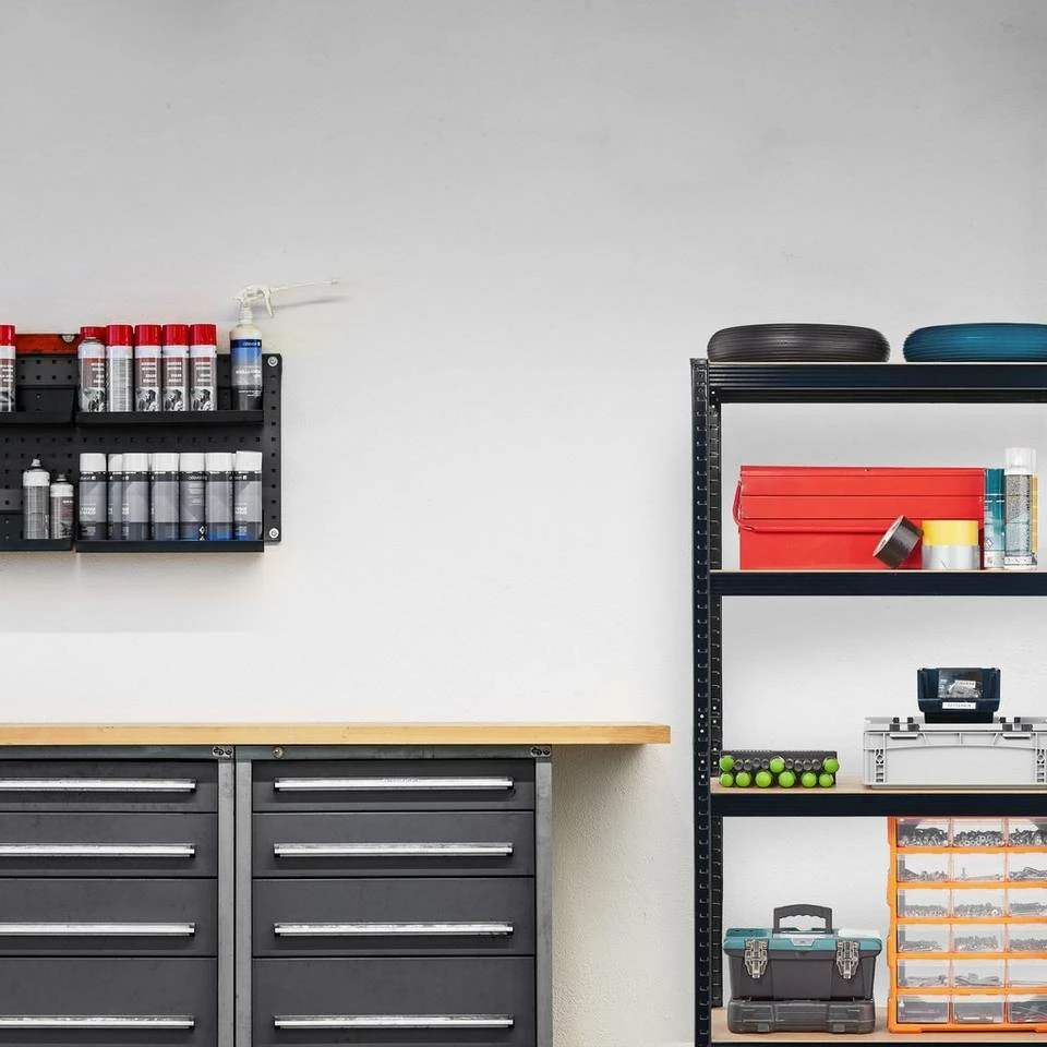 relaxdays Schwerlastregal »Schwerlastregal in Schwarz mit 4 Ebenen« 5 relaxdays Schwerlastregal »Schwerlastregal in Schwarz mit 4 Ebenen« – Bild 5