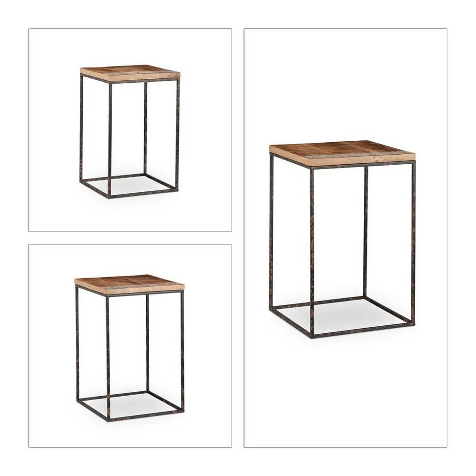 relaxdays Beistelltisch »Beistelltisch 3er Set Mangoholz« 10 relaxdays Beistelltisch »Beistelltisch 3er Set Mangoholz« – Bild 10