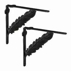 relaxdays Wandregalhalter »2 x Regalwinkel Gusseisen Feder schwarz«