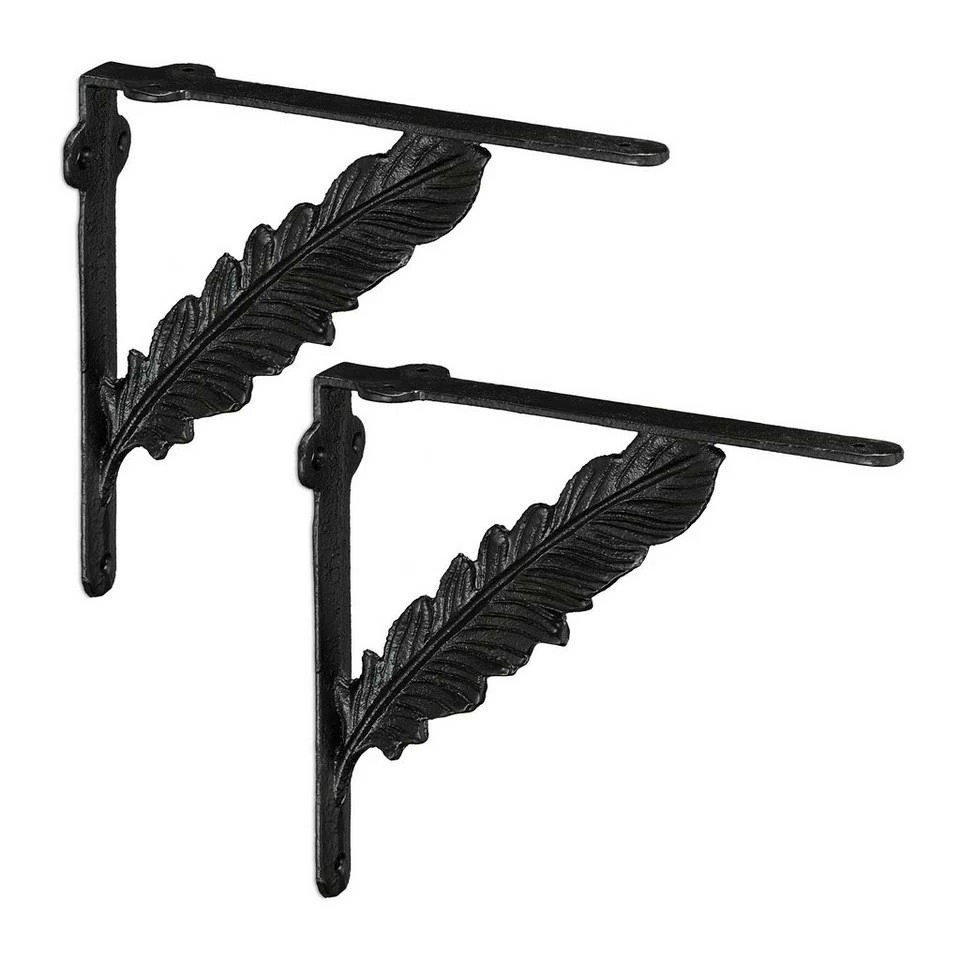 relaxdays Wandregalhalter »2 x Regalwinkel Gusseisen Feder schwarz« 1 relaxdays Wandregalhalter »2 x Regalwinkel Gusseisen Feder schwarz«