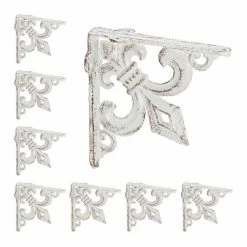 relaxdays Wandregalhalter »8 x Regalwinkel Gusseisen antik weiß«