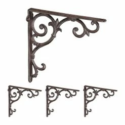 relaxdays Wandregalhalter »4 x Regalwinkel antik braun«