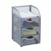 relaxdays Schreibtischaufsatz »Schreibtischorganizer Mesh 3 Schubladen«, Silber Schwarz