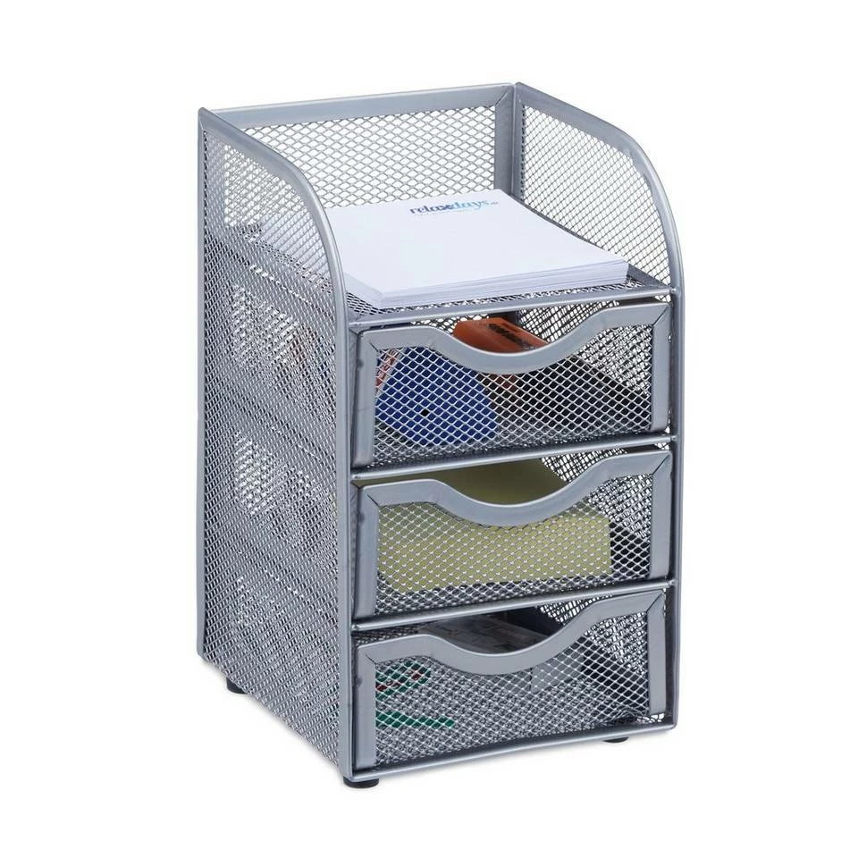 relaxdays Schreibtischaufsatz »Schreibtischorganizer Mesh 3 Schubladen«, Silber Schwarz 1 relaxdays Schreibtischaufsatz »Schreibtischorganizer Mesh 3 Schubladen«, Silber Schwarz