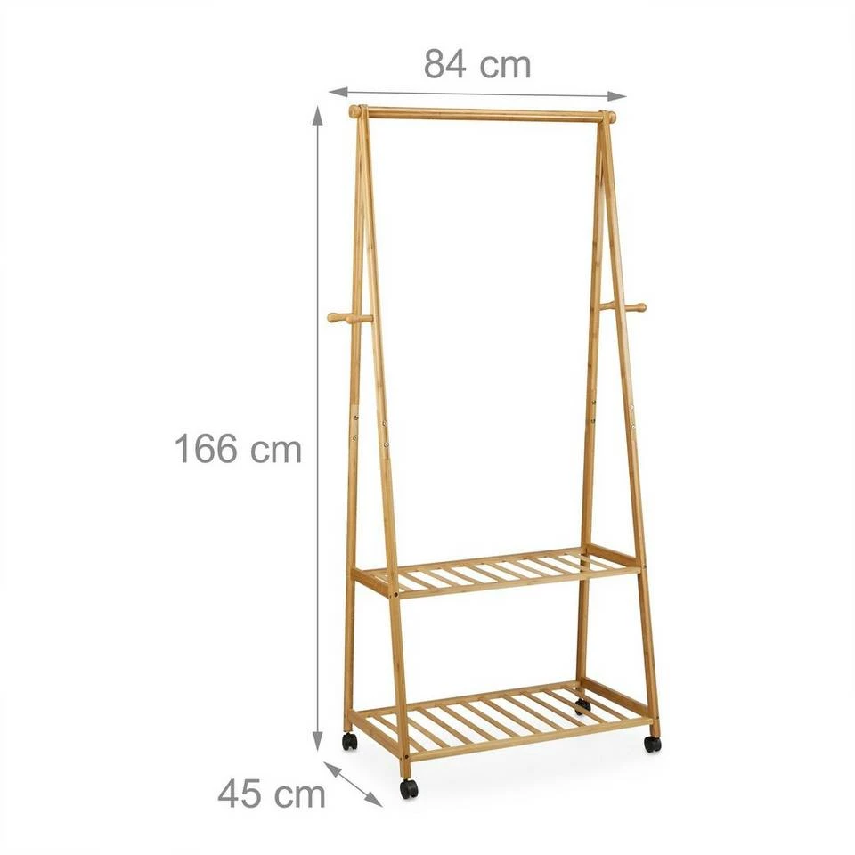 relaxdays Kleiderständer »Kleiderständer Bambus auf Rollen groß« 4 relaxdays Kleiderständer »Kleiderständer Bambus auf Rollen groß« – Bild 4