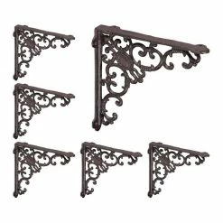 relaxdays Wandregalhalter »6 x Regalwinkel antik braun«